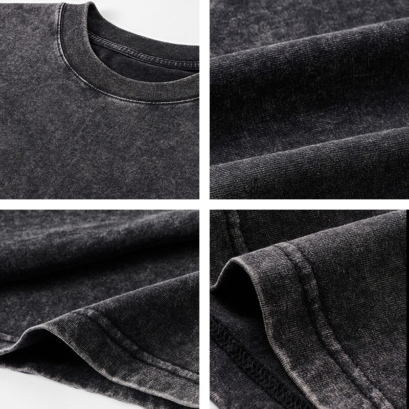 230g Acid Washed 100% Cotton Loose Men Vintage Tee Shirts