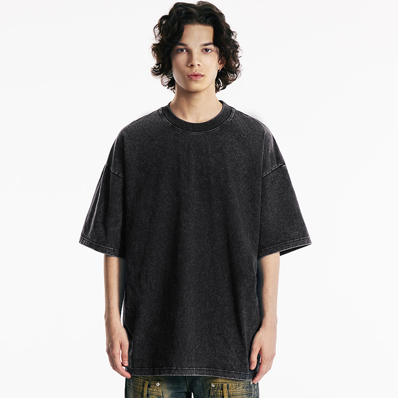 230g Acid Washed 100% Cotton Loose Men Vintage Tee Shirts