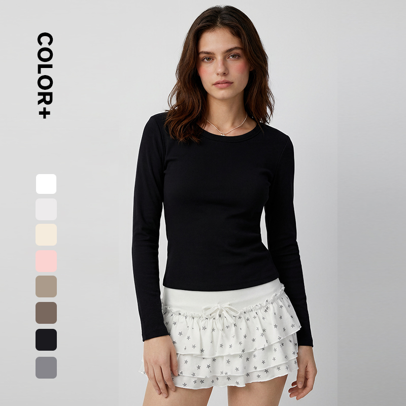 1 230G Cotton Spandex Women Slim Fit Long Sleeves