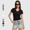 1. 230G Women Stretch Cotton V Neck Tshirt