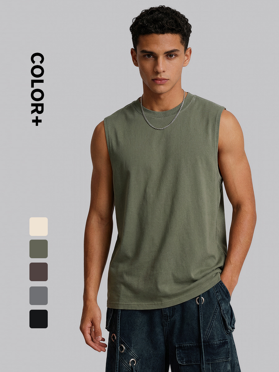 230gsm Cotton Acid Washed Vintage Tank Top