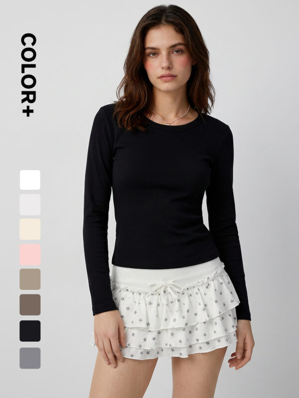 230G Cotton Spandex Women Slim Fit Long Sleeves
