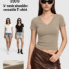 230G Women Lycra Cotton V Collar T-shirt