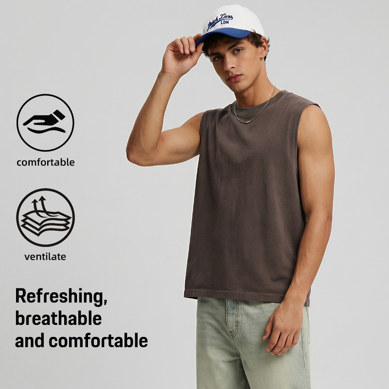 2 230gsm Cotton Acid Washed Vintage Tank Top