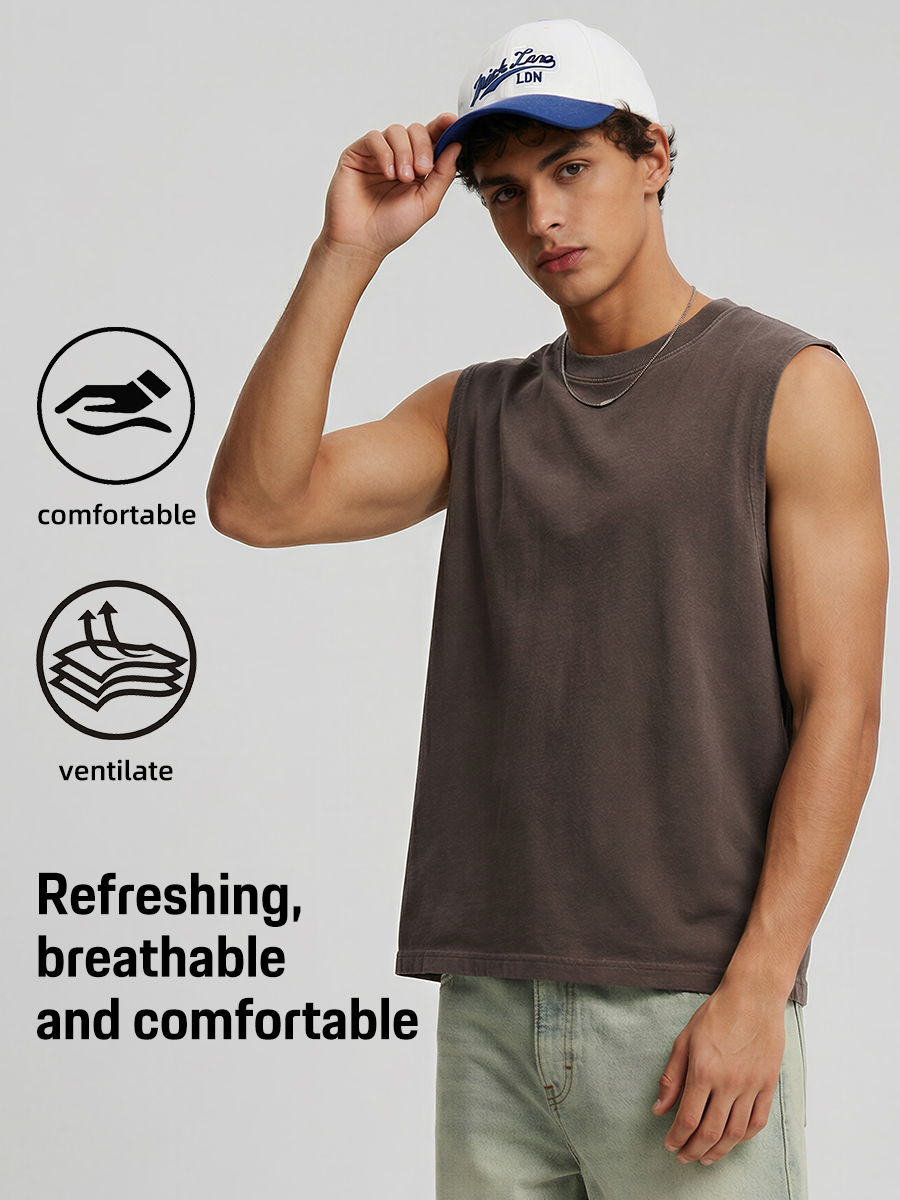 230gsm Cotton Acid Washed Vintage Tank Top
