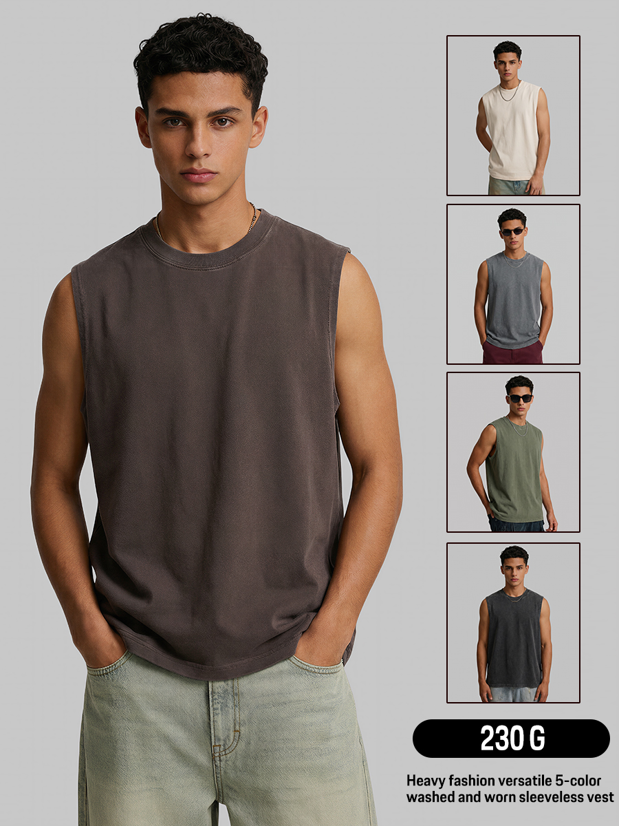 230gsm Cotton Acid Washed Vintage Tank Top