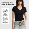 230G Women Lycra Cotton V Collar T-shirt