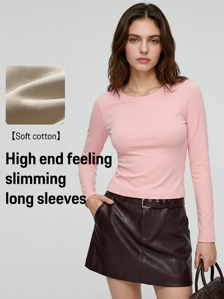 230G Cotton Spandex Women Slim Fit Long Sleeves