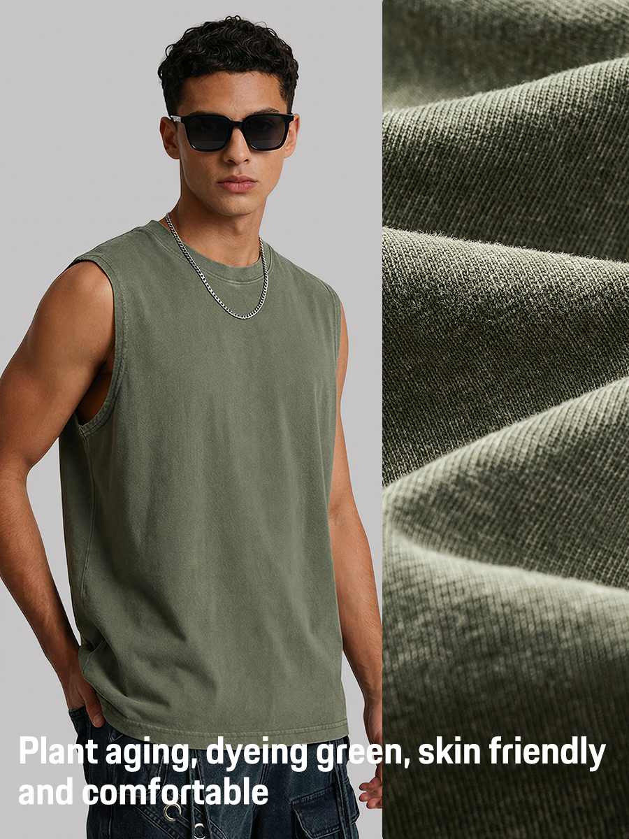 230gsm Cotton Acid Washed Vintage Tank Top