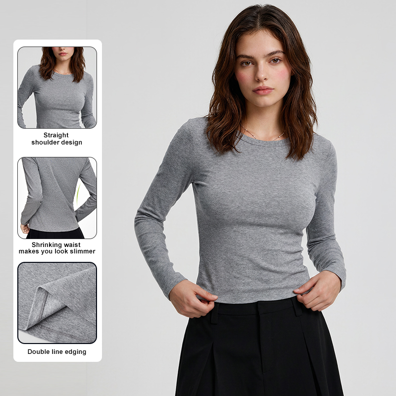 5 230G Cotton Spandex Women Slim Fit Long Sleeves
