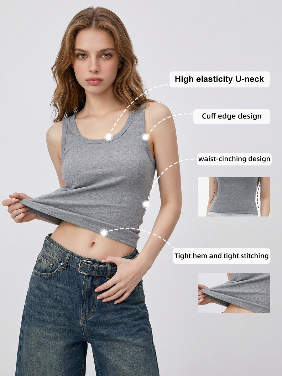 230G Women Spandex Cotton U-neck Slim Fit Tanktop