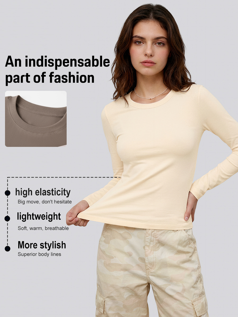 230G Cotton Spandex Women Slim Fit Long Sleeves