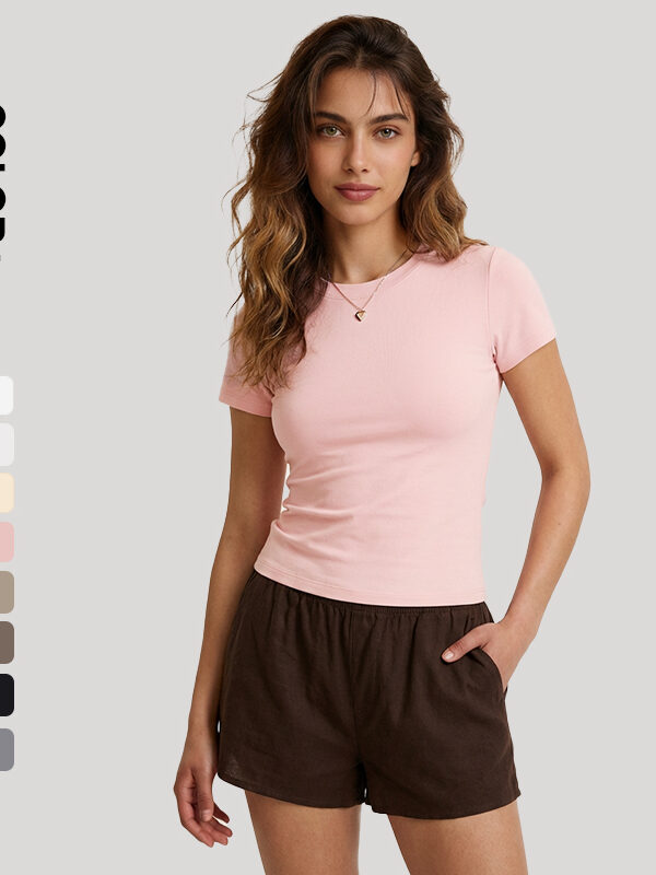 230G Cotton Spandex Women Slim Fit T-shirt