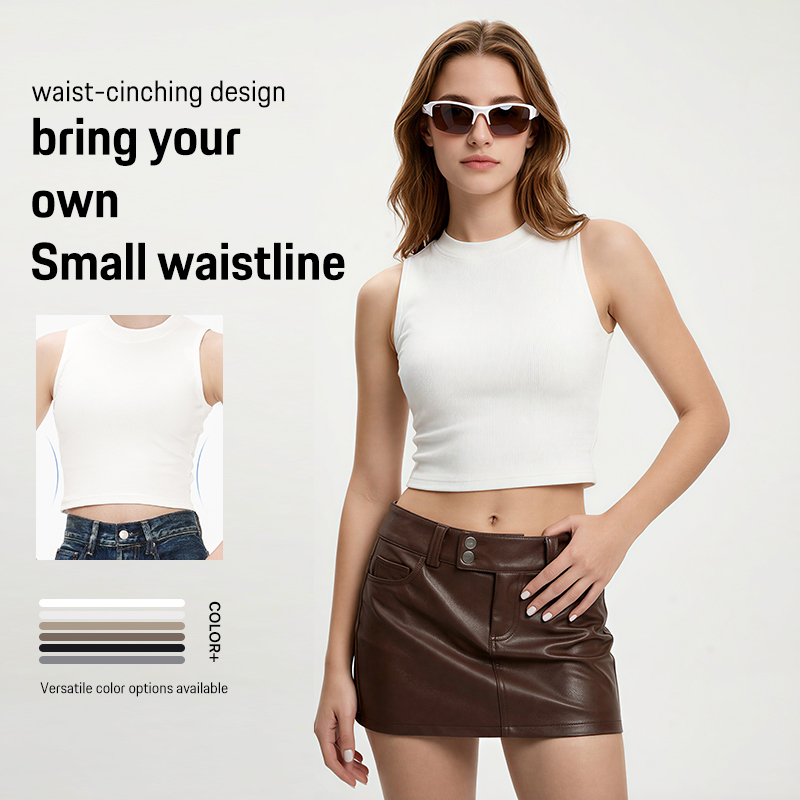 画板 8 Women's Crew Neck Plain Crop Top