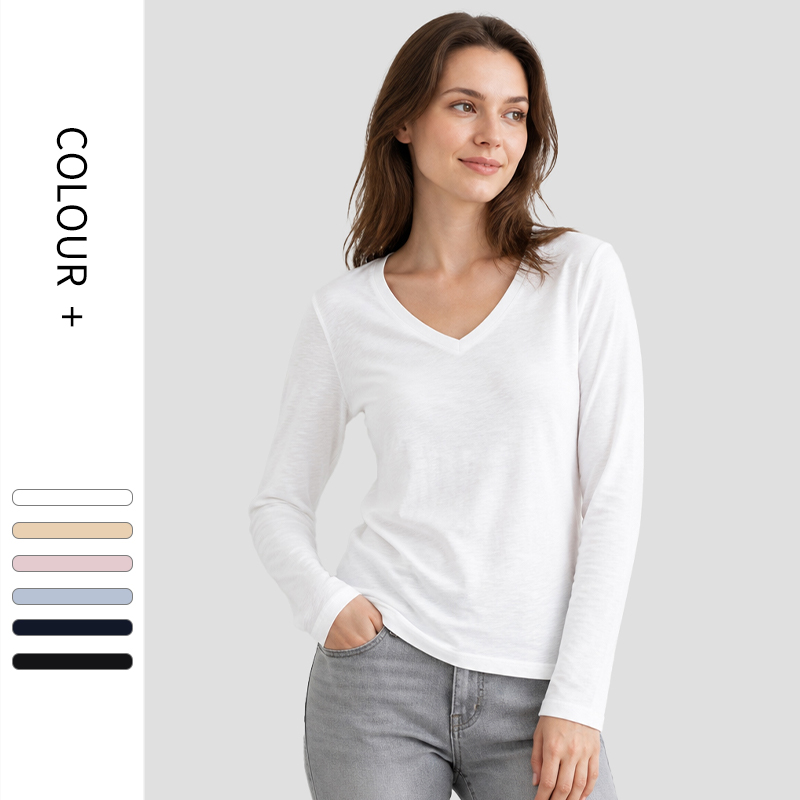 200G Women Slub Cotton Long Sleeve – Wholesale Supplier (1792CT)