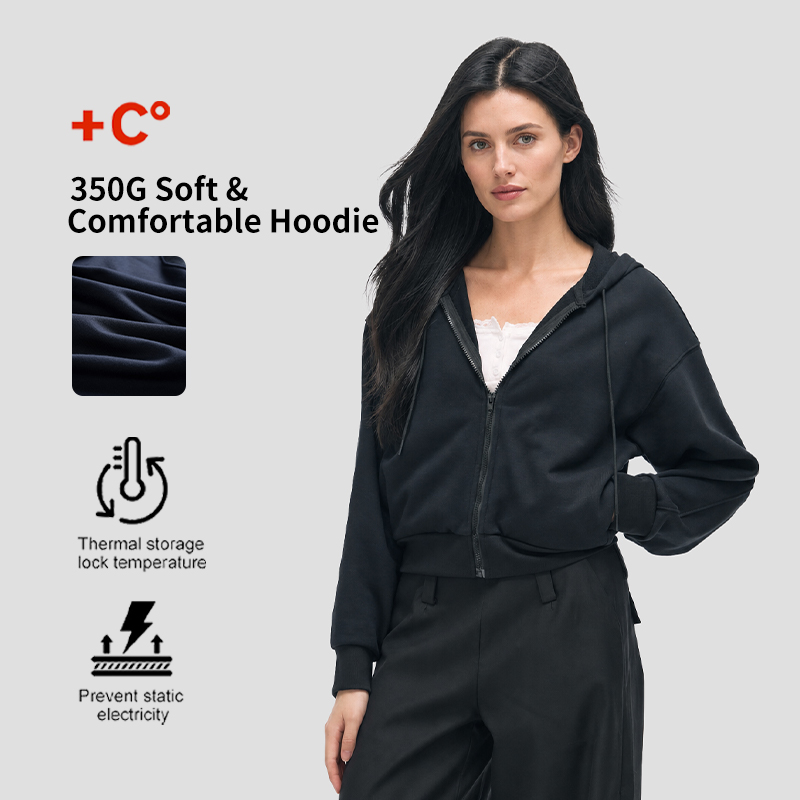 1(2) 350G Terry Women Crop Zipper Hoodies