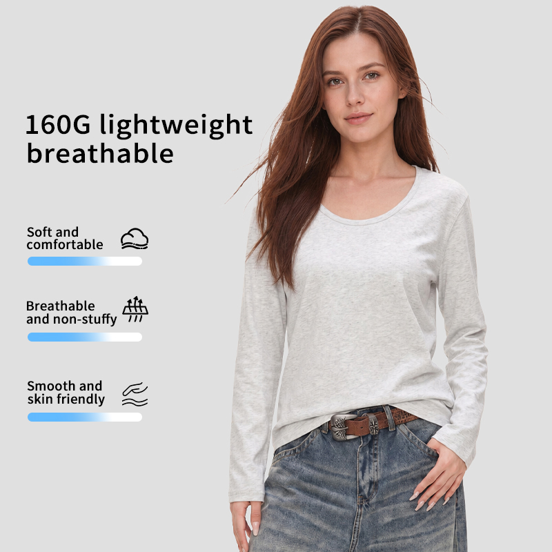 160G Semi-Sheer Women's Lightweight Long Sleeve Tshirt