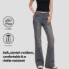 Women’s Bootcut Jeans Pants – Relaxed Fit Button Waist