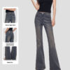 Women’s Bootcut Jeans Pants – Relaxed Fit Button Waist