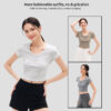Women's Soft Stretch Cotton Short Sleeve Crew Neck Button Top