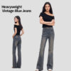 Women’s Bootcut Jeans Pants – Relaxed Fit Button Waist