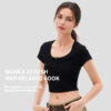 Women's Soft Stretch Cotton Short Sleeve Crew Neck Button Top