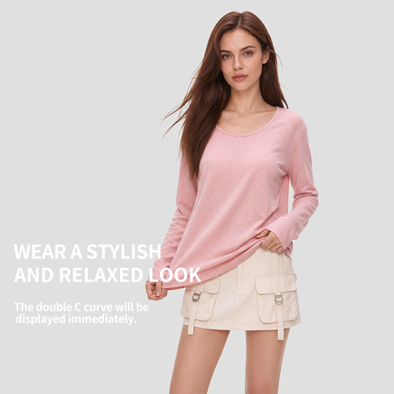 160G Semi-Sheer Women's Lightweight Long Sleeve Tshirt