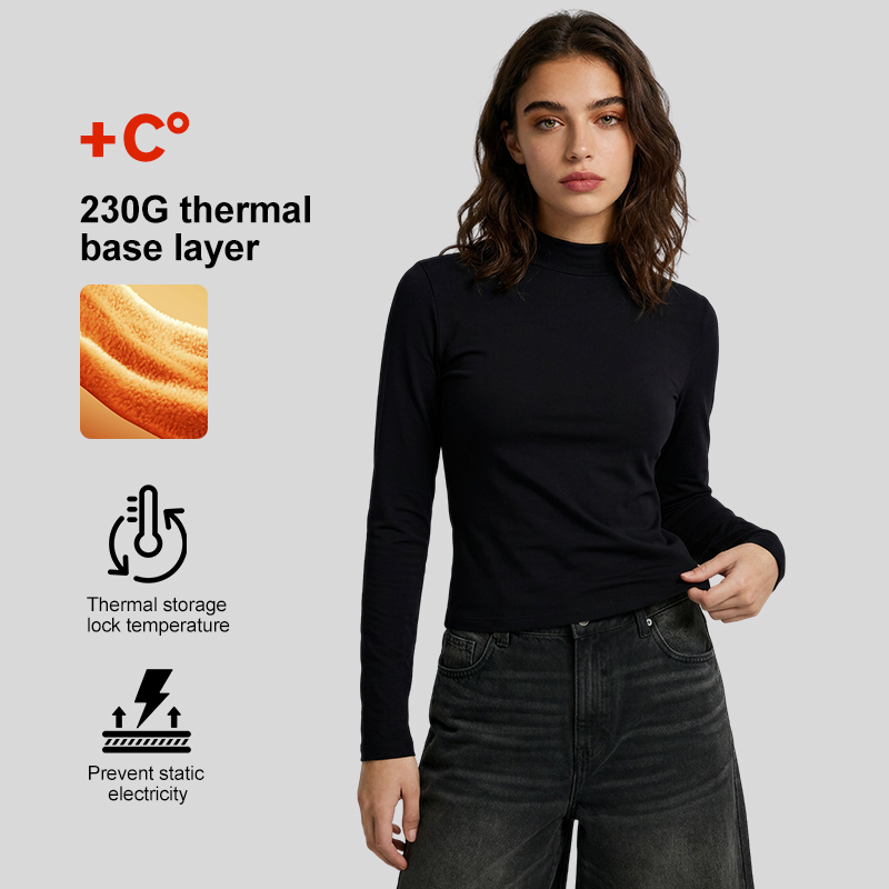画板 4 230G Mock Neck Women's Long Sleeve Top – Fleece-Lined