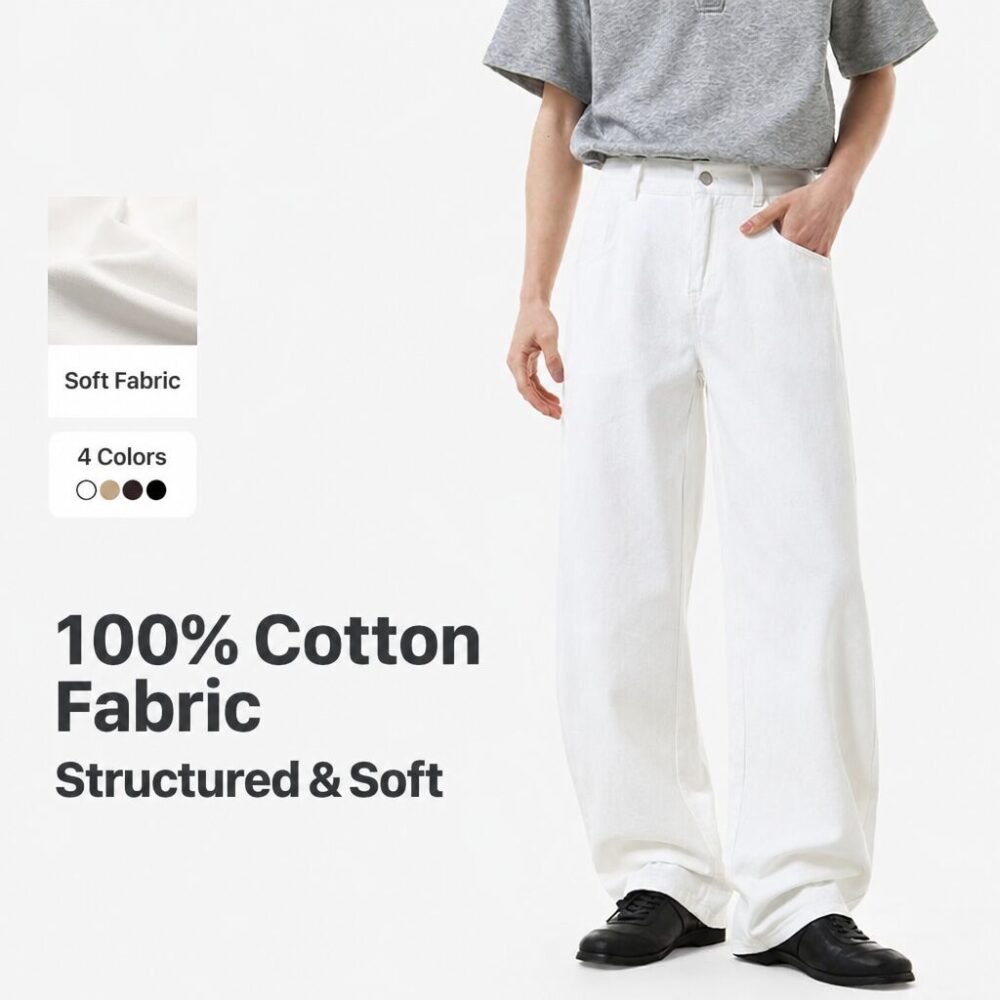 cotton pants 100% Cotton Relaxed Straight-Leg Pants – Wholesale Supplier(1449CK)